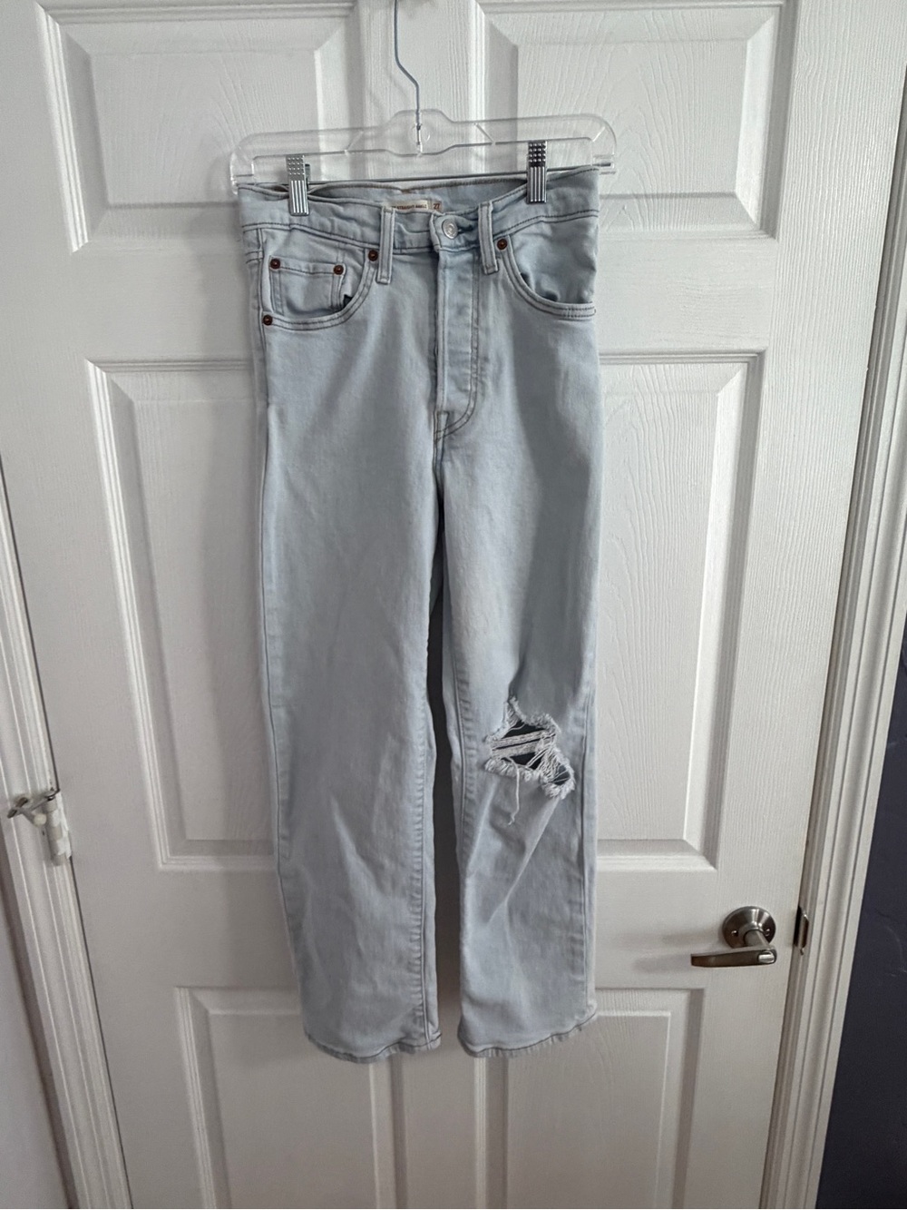 Levi's Light Blue Straight Leg Distressed Jeans